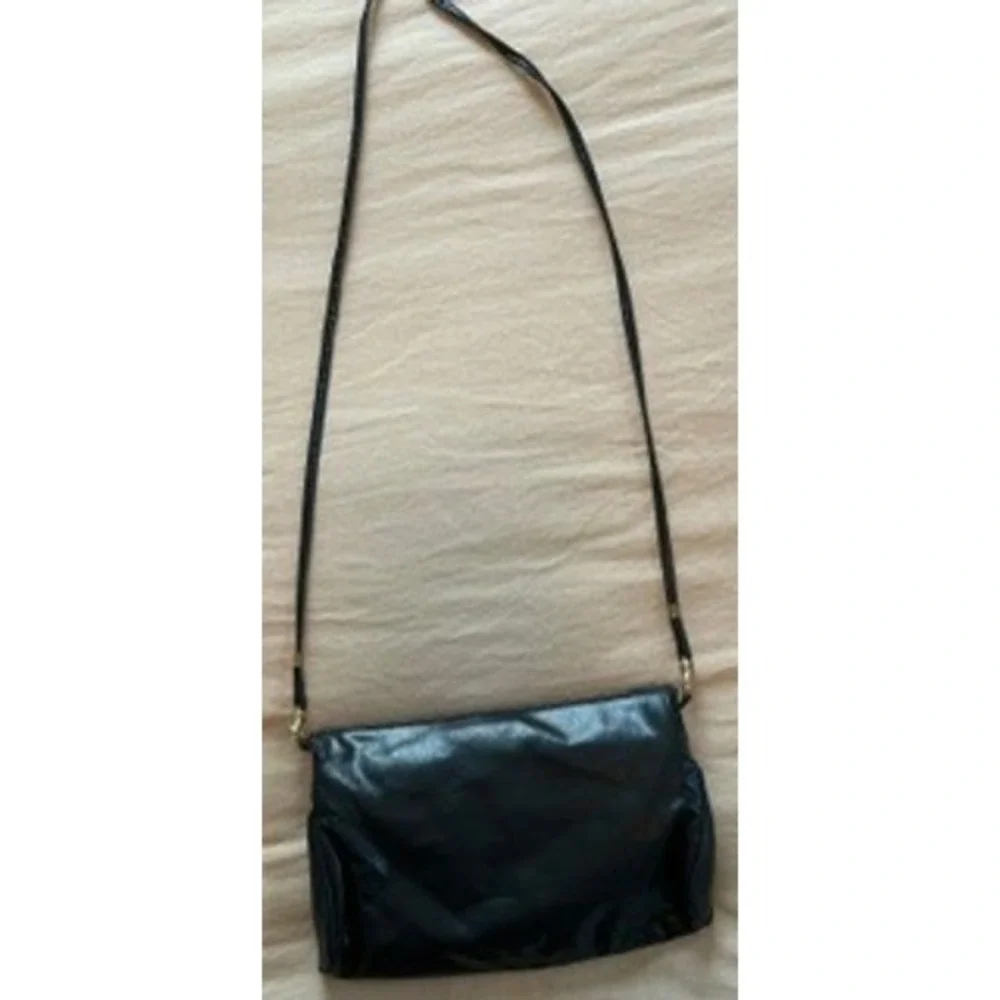 Vintage Navy Blue Envelope Crossbody Bag Faux Leather Asymmetric Flap Purse